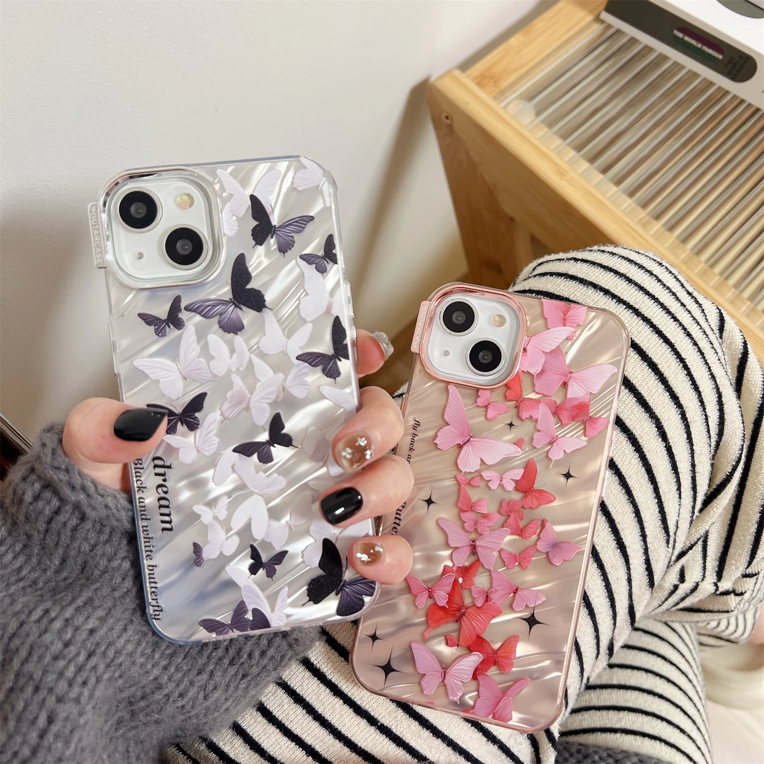 Foundation make-up full screen butterflies pattern for iphone 14Promax 14Pro 14 13 13Promax 12 11 15 15Pro 15Promax soft shell