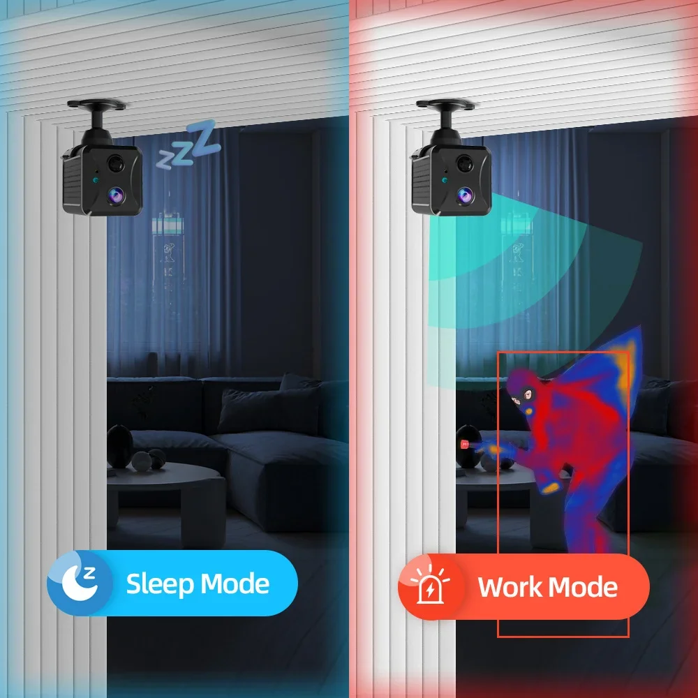 4G SIM Card 5MP Mini Solar Panel Camera Outdoor PIR Detection CCTV Security Wireless Rechargeable Battery Long Time Standby Cam