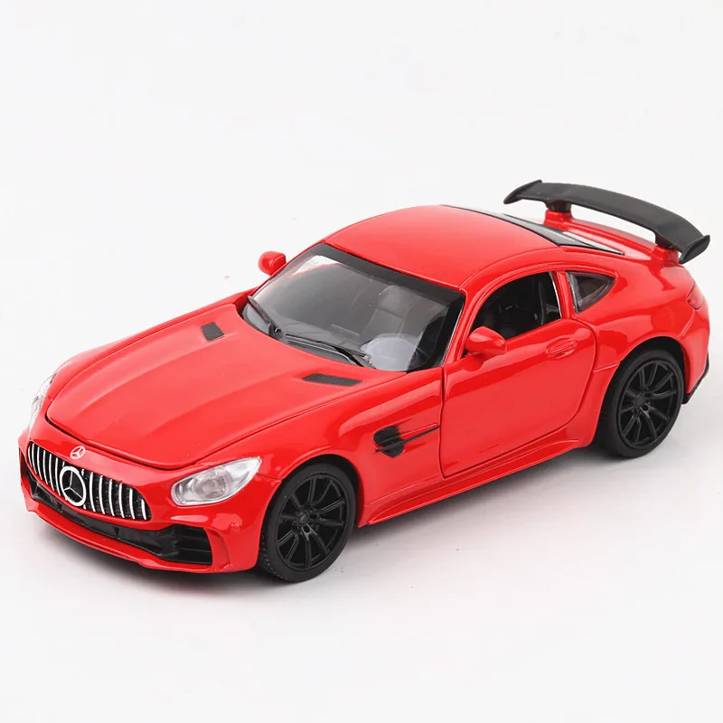 1:32 Mercedes Benz GTR AMG Sports car Simulation Diecast Metal Alloy Model car Sound Light Pull Back Collection Kids Toy A83