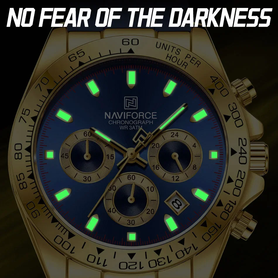 NAVIFORCE NF8054 Brand New Sports Quartz Watches For Men Luxury Silicone Band Male Chronograph Waterproof Wristwatch