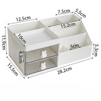 Desktop Transparent Cosmetics Storage Box Desktop Organizer with Drawers Pen Holder Stationary Storage Rack for Office Desks