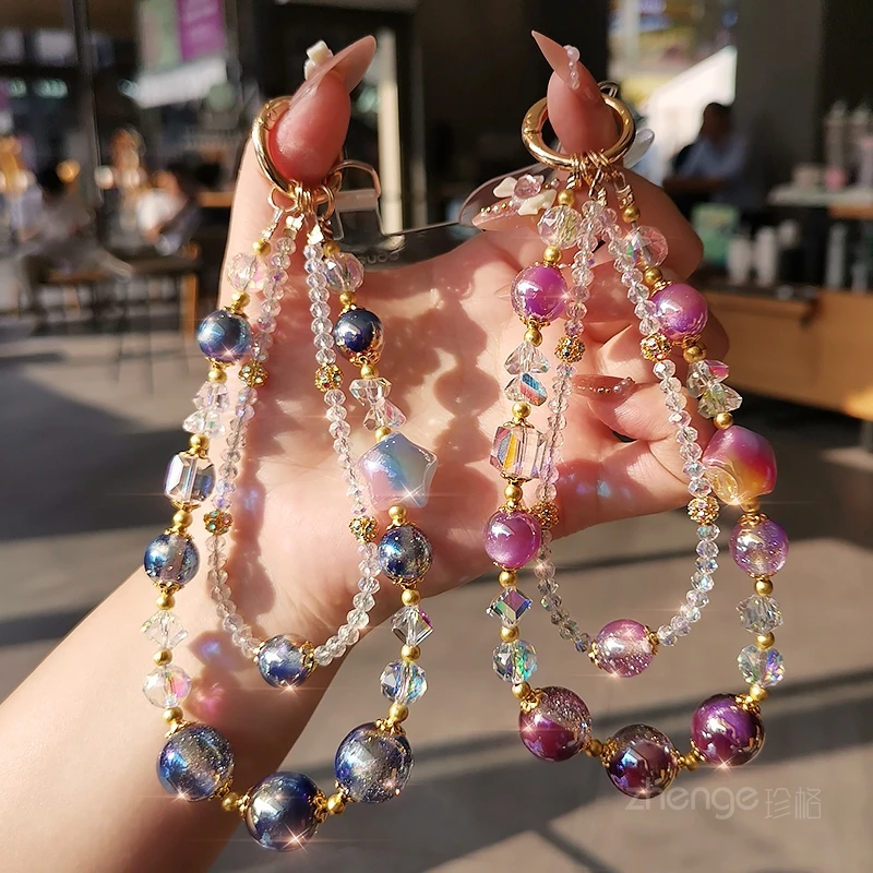 

Звездное небо, жемчуг, кристалл, цепочка для телефона, женская подвеска на запястье, бутик, светильник из бисера ручной работы, роскошный элитный бренд