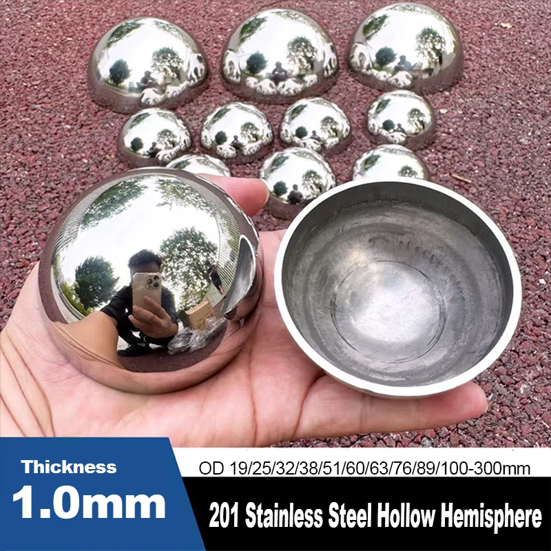 Thick 1.0mm Dia 19mm-300mm 201 Stainless Steel Hemispherical Wall Decoration Hemispherical Integrated Molding Hollow Half Ball