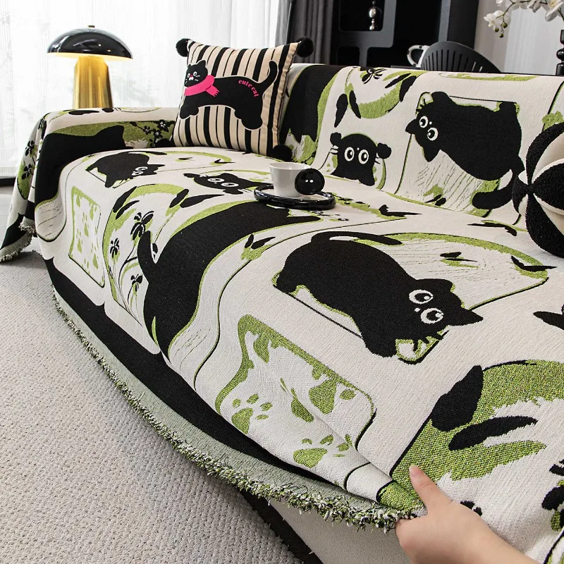 

1 шт., чехол для дивана с рисунком, универсальный, всесезонный, универсальное, полотенце для дивана, нескользящее и анти-кошачий коготь, новые домашние текстильные товары