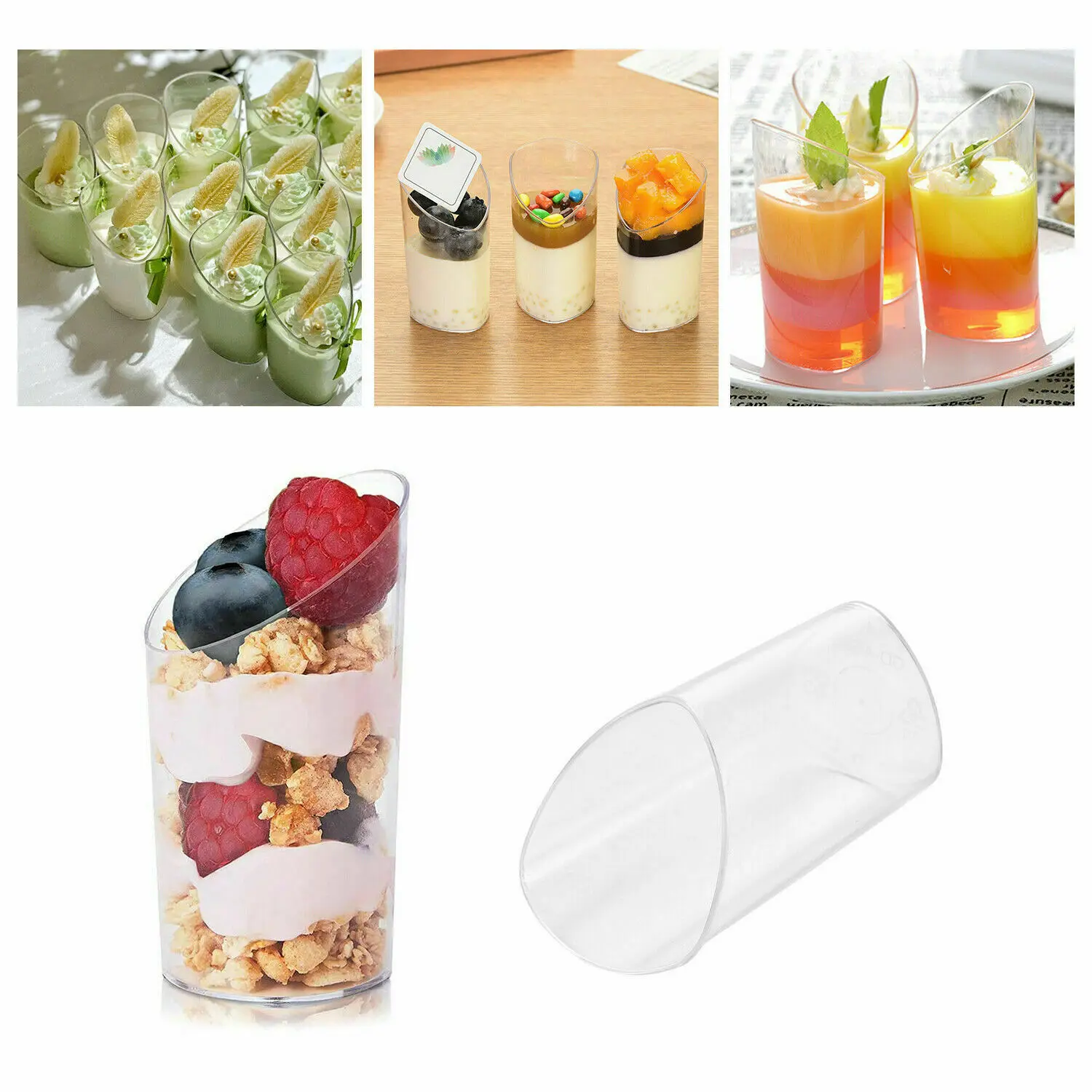 5PCS 80ml Disposable Dessert Cups Transparent Plastic Ice Cream Cup Mousse Cup Home Party Birthday Weddding Supplies