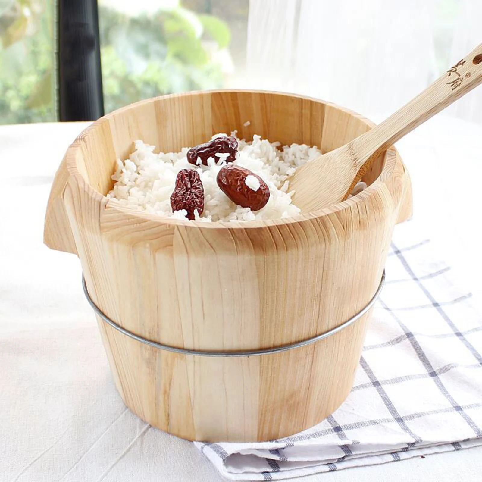 

Wooden Steaming Rice Bucket Premium Natural Wood Smooth Surface Movable Bottom Fast Steam Escape Kitchen Steaming Bucket Steamed