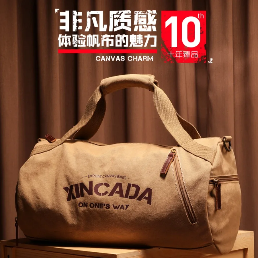 

【New style】Large-capacity canvas bag travel one-shoulder men's -body bag training and fitness bag simple hand luggage bag