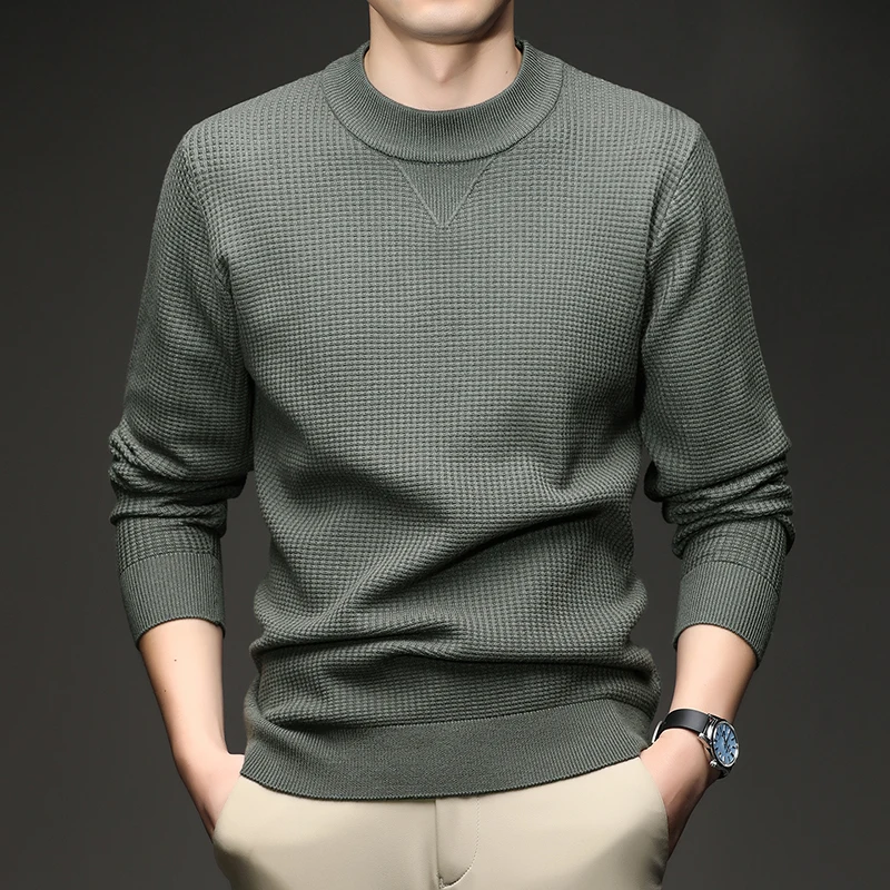 เสื้อยืดแฟชั่นสไตล์ไลท์ลักซ์ชัวรี่สำหรับฤดูใบไม้ผลิและฤดูใบไม้ร่วง เสื้อสเวตเตอร์ผู้ชายลำลองคอกลมสำหรับฤดูใบไม้ร่วงและฤดูหนาว เสื้อสเวตเตอร์ผ้าขนสัตว์บางสำหรับผู้ชาย
