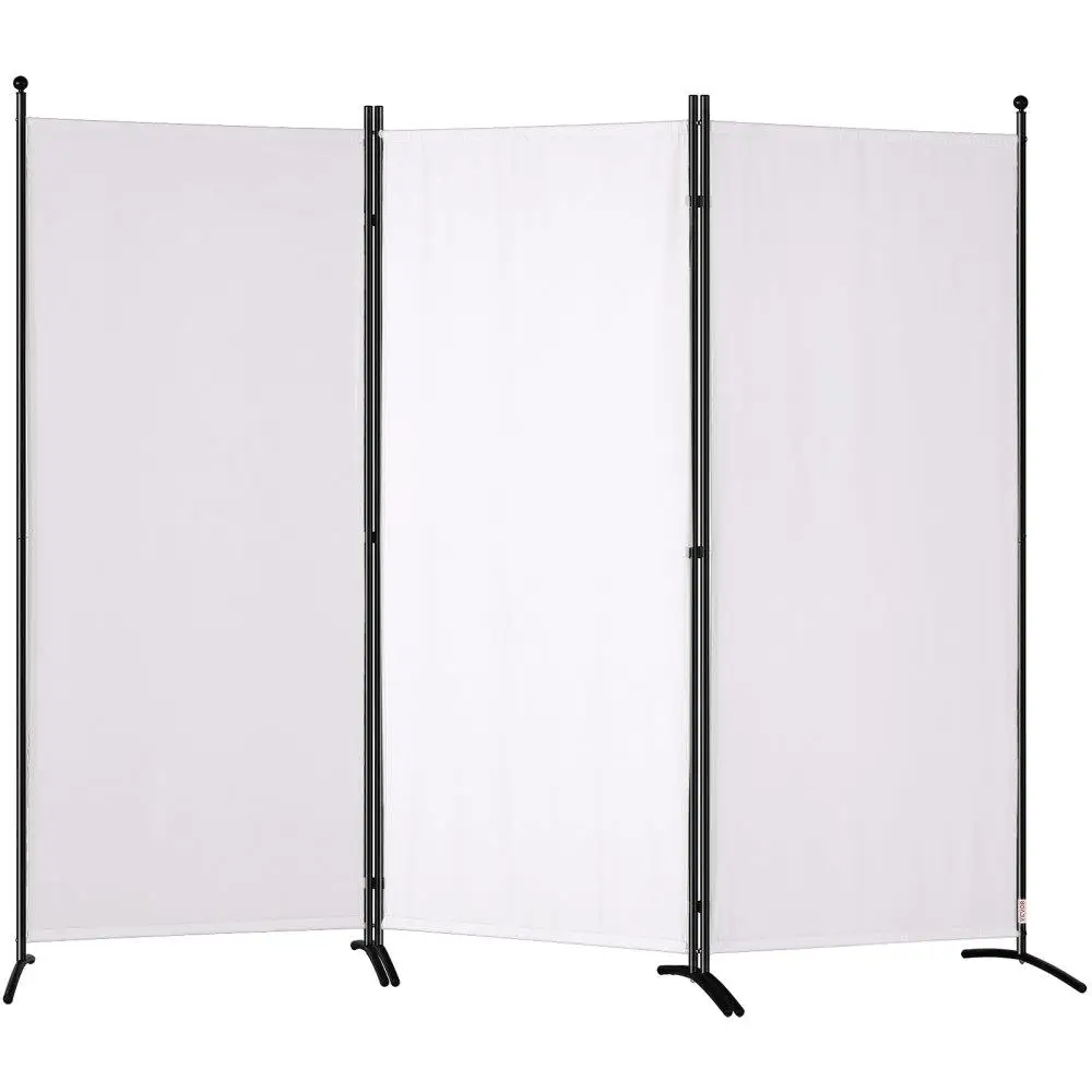 

White 3 Panel Fabric Folding Room Divider 6.1ft Freestanding Privacy Screen