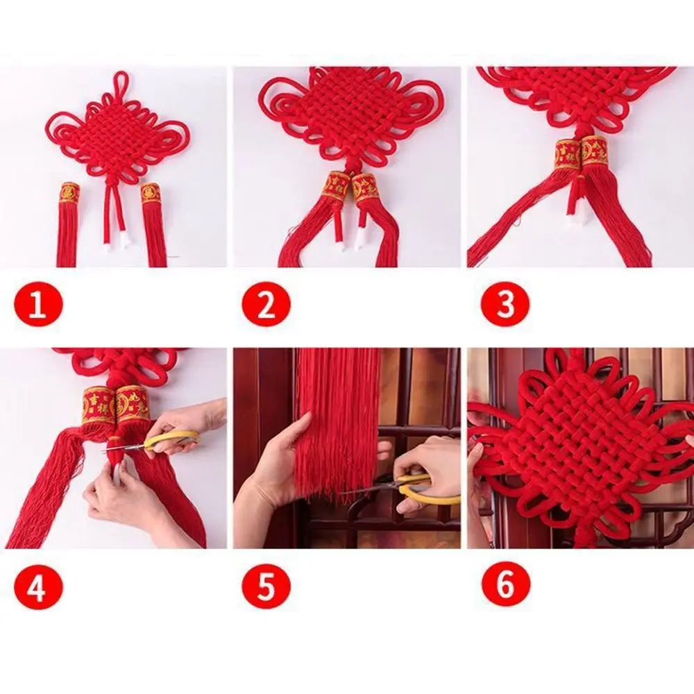 Lucky Auspicious Hanging Decoration Peace Blessing New Year Decor Red Chinese Knot Spring Festival Pendants Room Wall Ornament