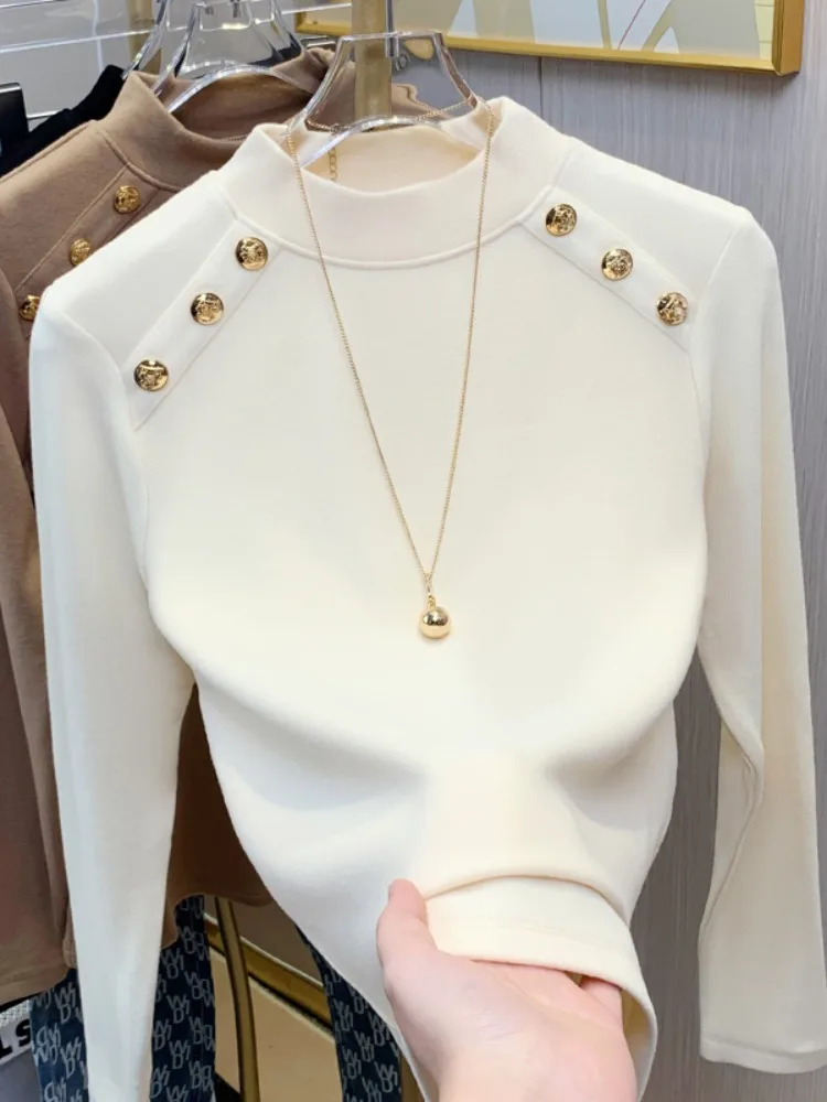 

Slim Fit Women's Base irt f High Collar Inner Wear Sli Autumn Winter Wool Blend Knit Top Korean Sle Commute Faion