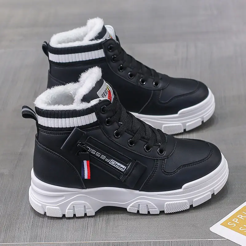 Comemore Winter Women\'s Cotton Shoes Plush Thick Warm Booties Woman 2022 Female Ankle Boots High Top Sneakers Snow Short Boot 40