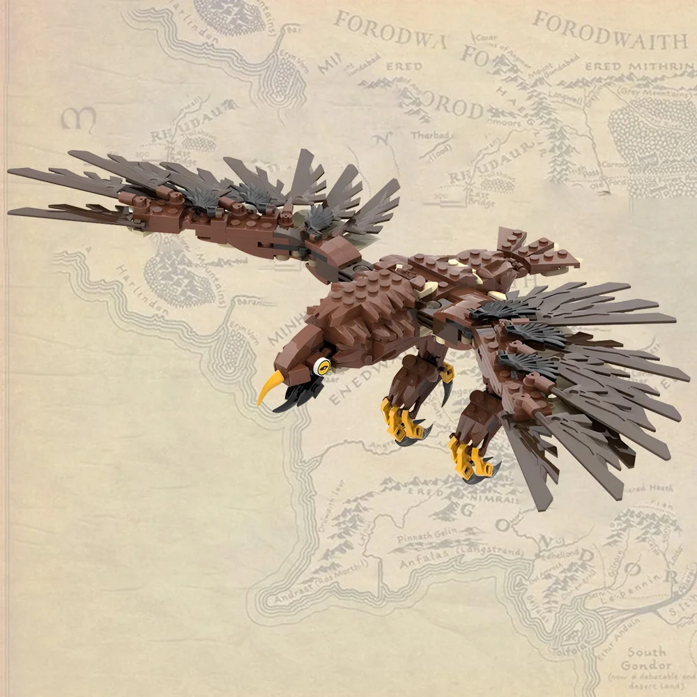 Gobricks MOC Movie The Rings Gwahir Building Blocks Model Eagle of Middle Earth Bricks Flames Demons Monster Toy Children Gift