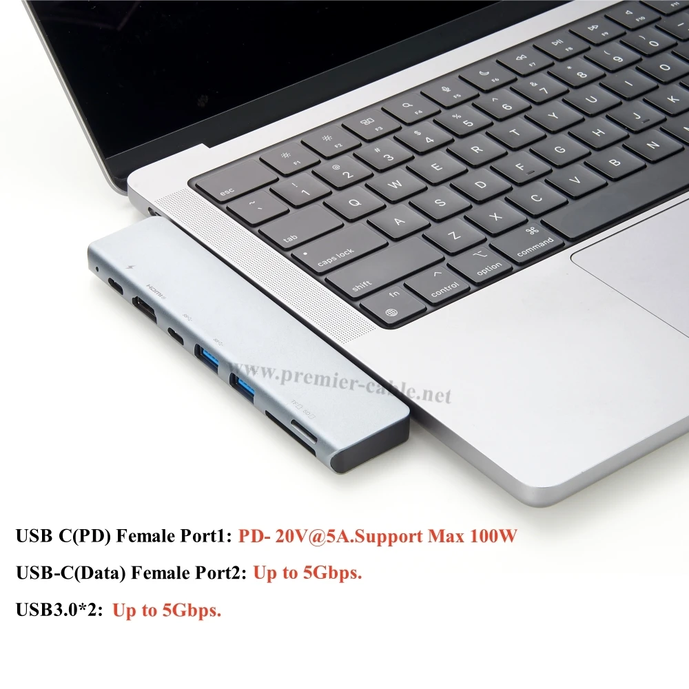 Plugable 7 in 1 USB C Hub Multiport Adapter USB Type C hub with 4K@30Hz HD USB C Dongle for MacBook Windows Type C Laptops