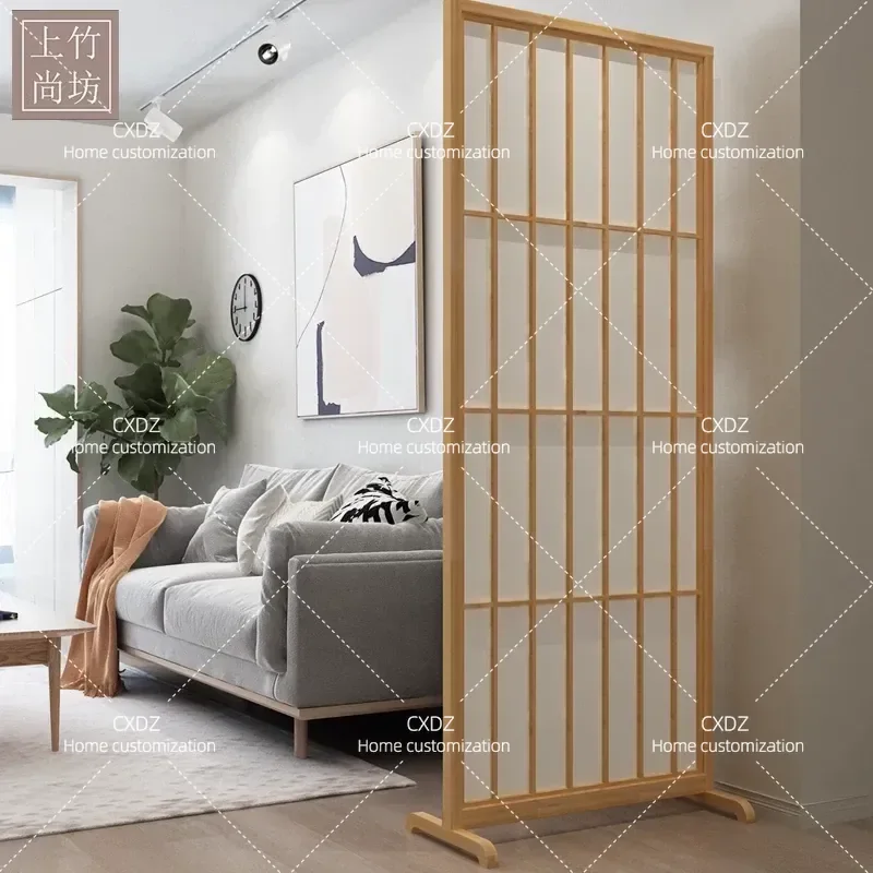 Movable Japanese Style Paper Screen Partition Simple Modern Room Divider for Living Room Entrance Door Occlusion with Baffle
