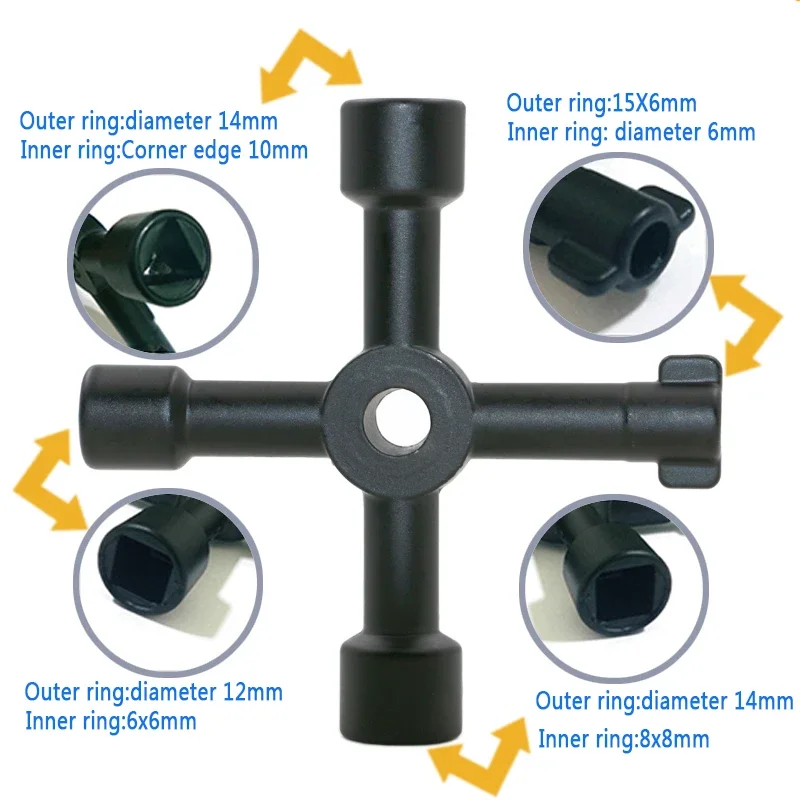 Cross Key Universal Wrench for Train Electrical Elevator/ Cabinet /Water Meter Valve /Plumber Alloy Triangle/Square/Circle