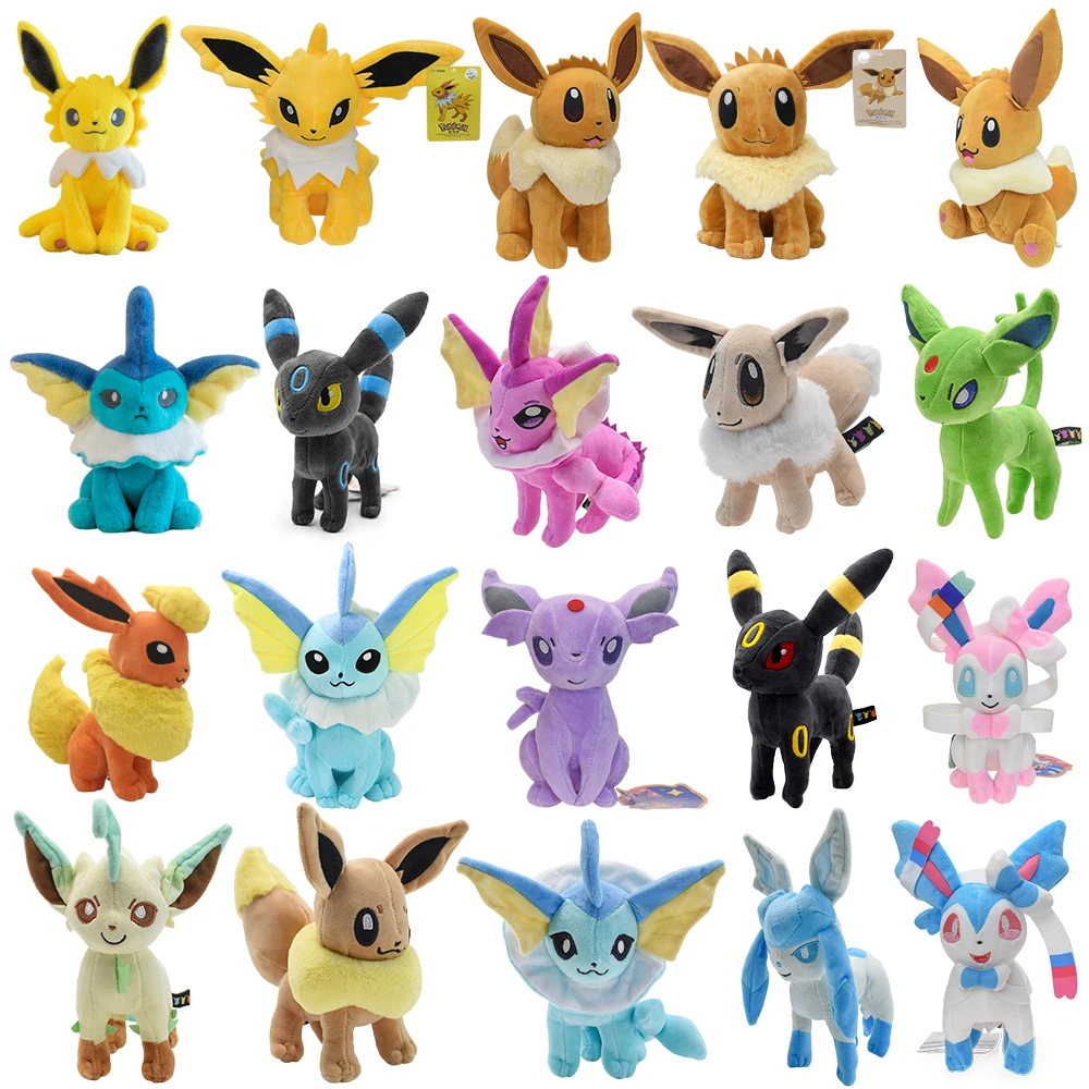 Anime Pokemon Eevee Stuffed Plush Toy Umbreon Jolteon Espeon Glaceon Flareon Vaporeon Cartoon Peluche Dolls for Christmas Gifts