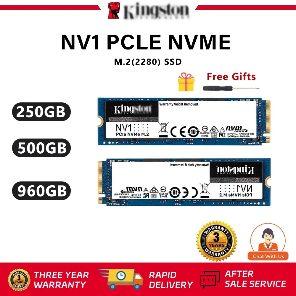 

Kingston Hyperx NV1 M.2 Nvme Dektop SSD 500GB 1TB PcIe 2280 Solid State Hard Drive For Laptop Desktop PC