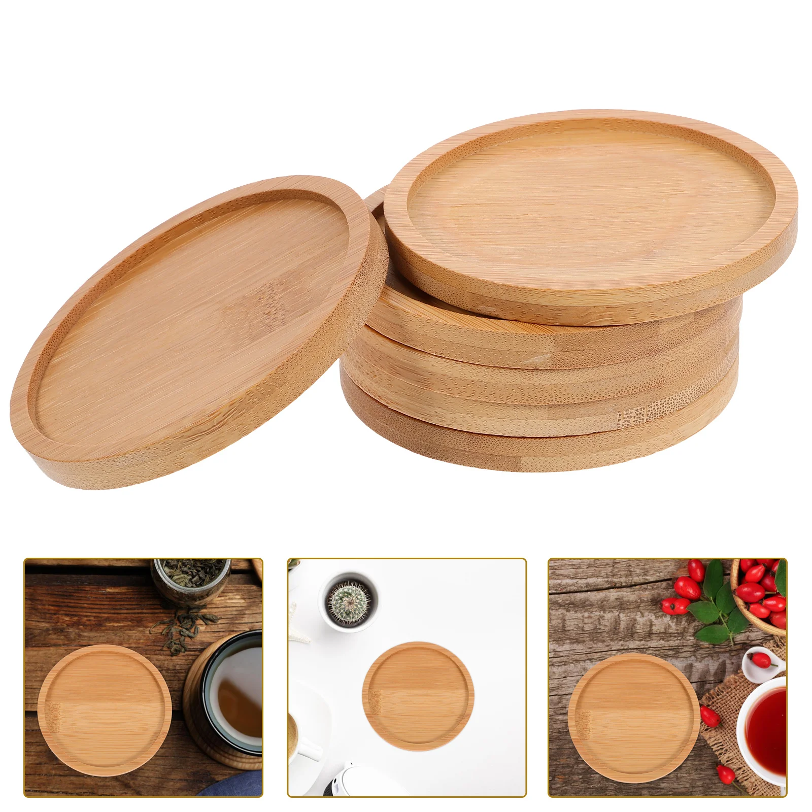 

6 Pcs Cup Stand Mosaic Coaster Tea Mat Stackable Hot Plate Pads for Tables Aesthetic Coasters Beige Child