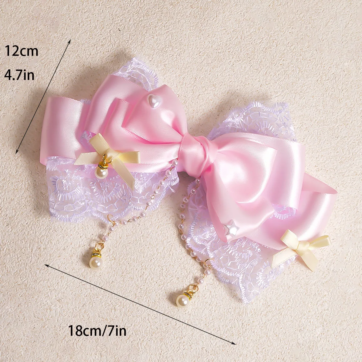 1 Women\'s Polyester ribbon Lace Lace Pearl chain Internet celebrity big bow tie hairpin Fashion personality Sweet and cute cheap