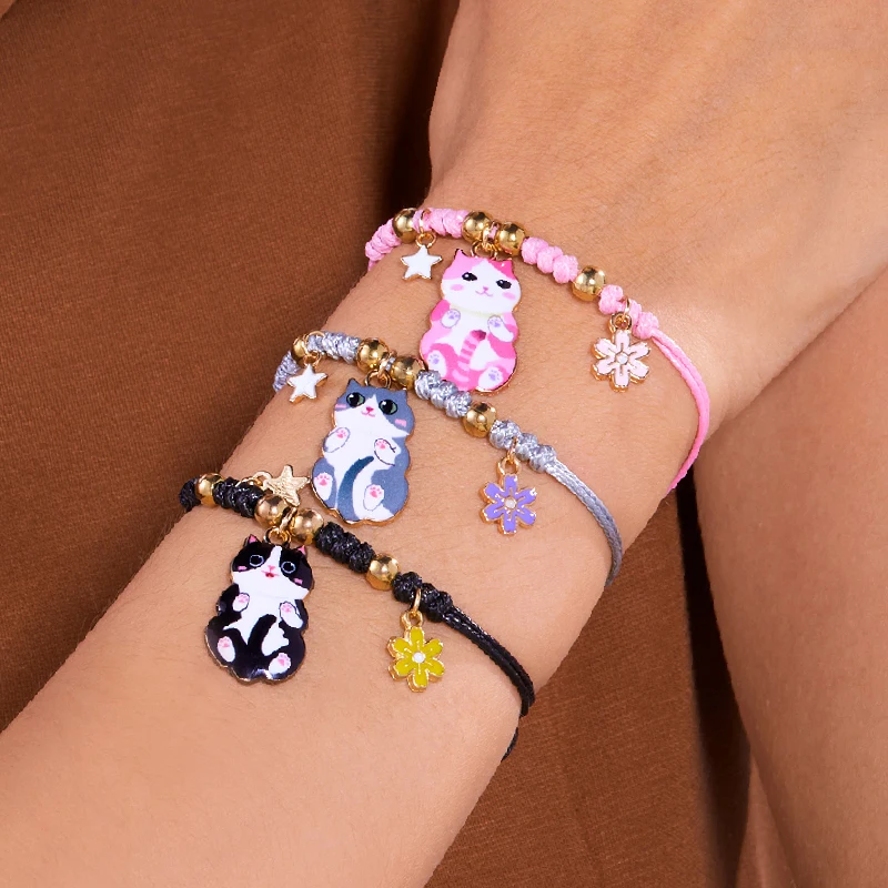 Handmade Cute Cartoon Cat Star Flower Woven Beads Bracelet for Women Girl Party Adjustable Jewelry gift