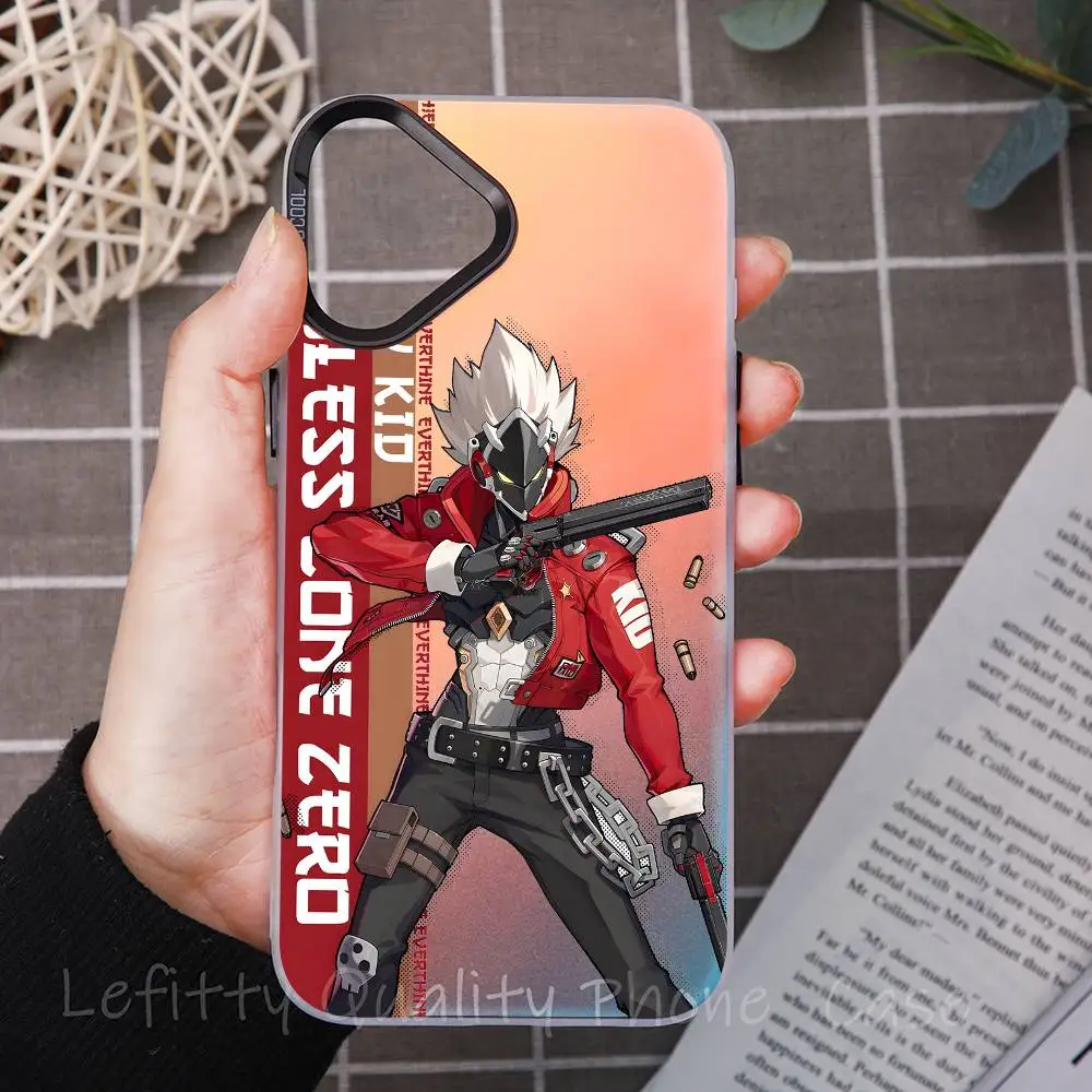 Zenless zona zero jogo caso de telefone para iphone 16 15 14 13 12 11 pro max fosco aurora multicolorido laser metálico gradiente funda