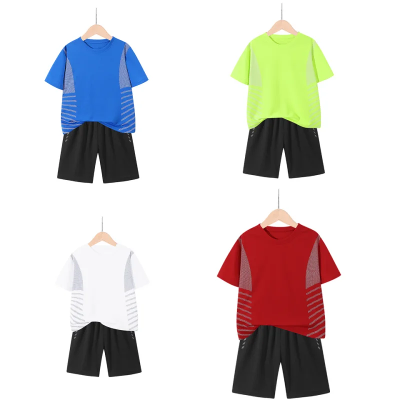 Dubbped Kids Running Clothes Sets Boys Football Jersey Short Sleeve Children Sports Training Uniforms Soccer Jerseys 2-piece Set