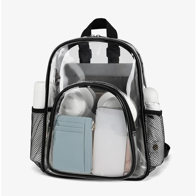 Visible Backpack Fashion Transparent Waterproof Zipper School Bag High Capacity Soft Pvc Hand Bag Backpack Travel Makeup Bags