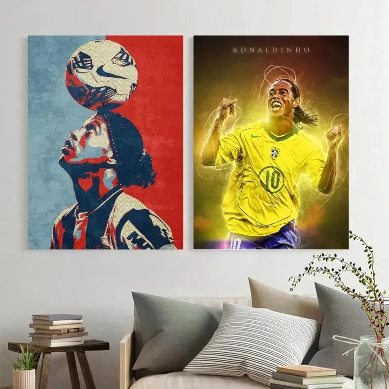 Ronaldinho Sport Football Star Poster su tela e stampa di immagini artistiche da parete Poster moderni per la decorazione della camera da letto della famiglia