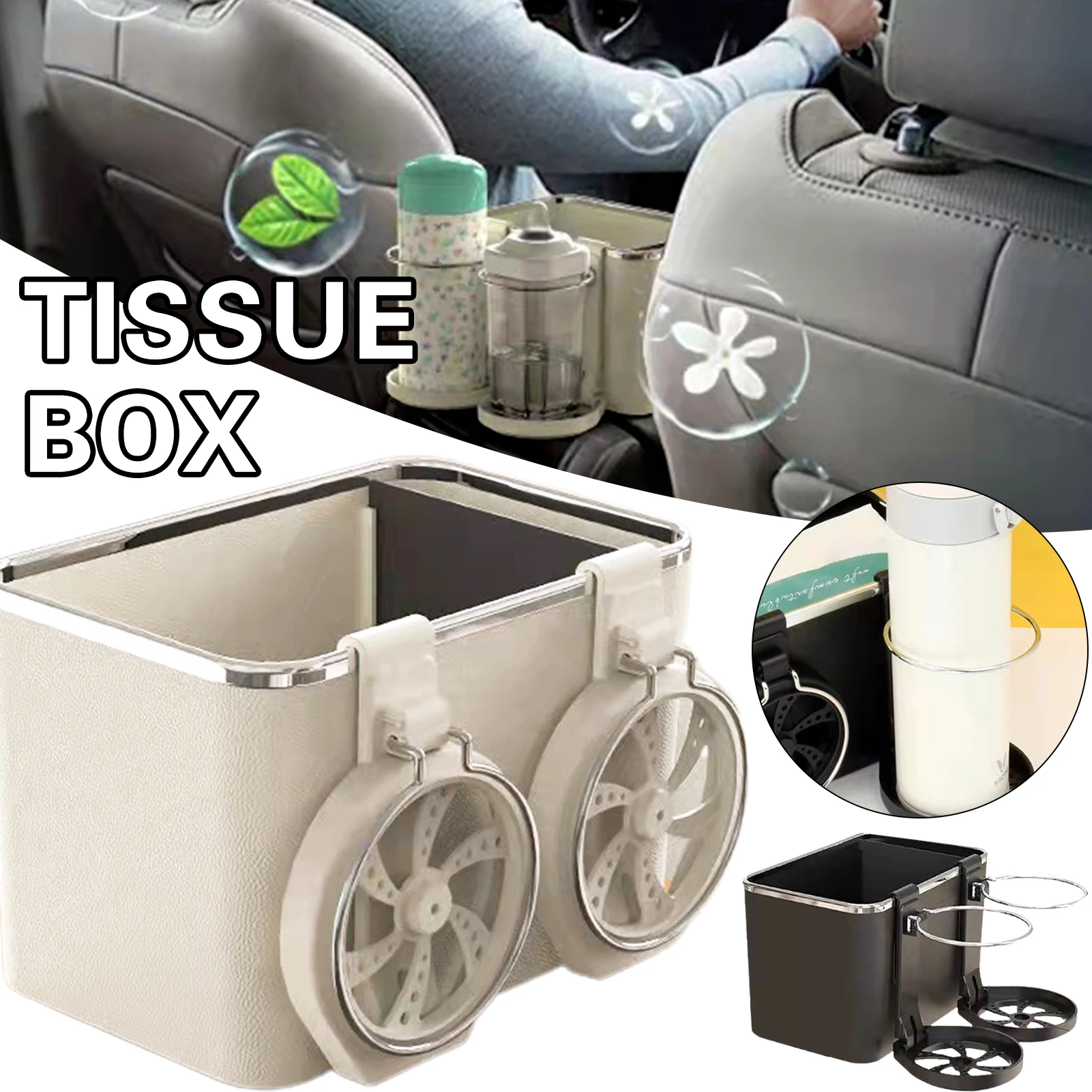 

Multifunctional Tissue Box Holder for Car Cute Plastic Large Capacity Durable Cup Armrest Storage Box Tissue Case Car Accessorie