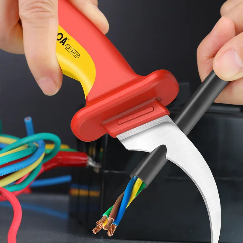 LAOA Insulated electrician's knife, electrician's stripping knife, voltage-resistant cable, straight-edged round-head stripping