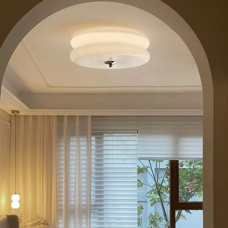 French Retro Bedroom Ceiling Light Balcony Aisle Nordic Modern Simple Medium Creamy Wind Study Glass Lamps Kitchen Bauhaus