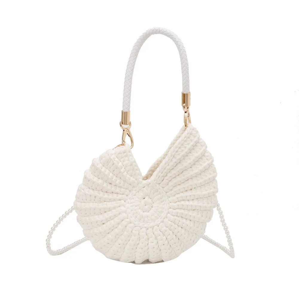 

Cute Korean Style Conch Knitted Bag Braided Shell Knitted Shoulder Bag Vacation Style Handbag Beach Bag Seaside
