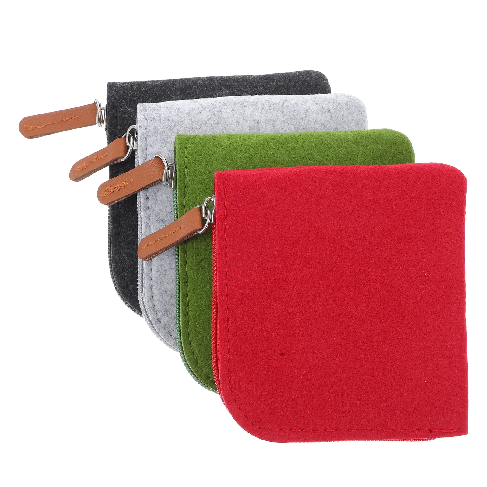 

4 pcs Felt Coin Purse Premium Quality Mini Wallet Zippered Storage Pouch For Coins Bills Keys Daily Use School Shopping Work