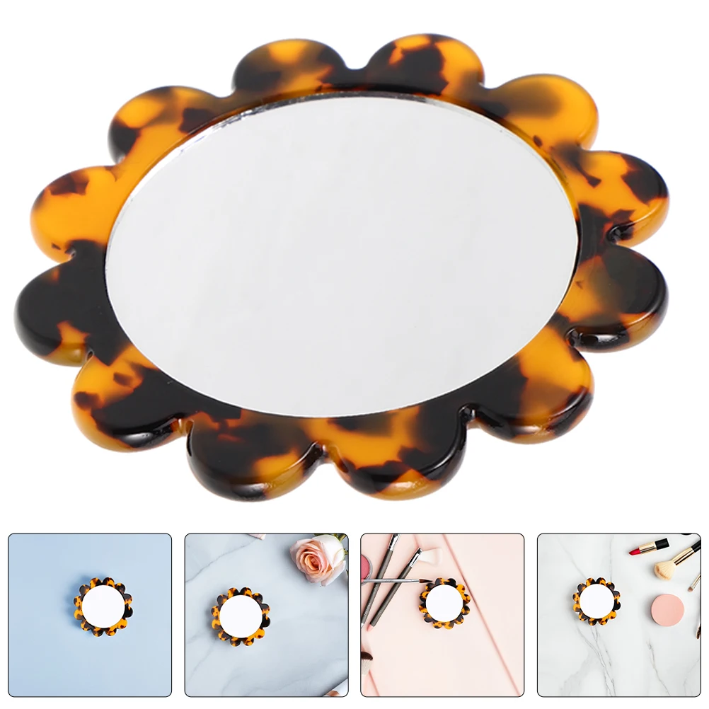 

2 Pcs Mirror Retro Handheld Kids Children Vanity Little Girls Compact Handle Makeup Mini Portable Travel Acetate