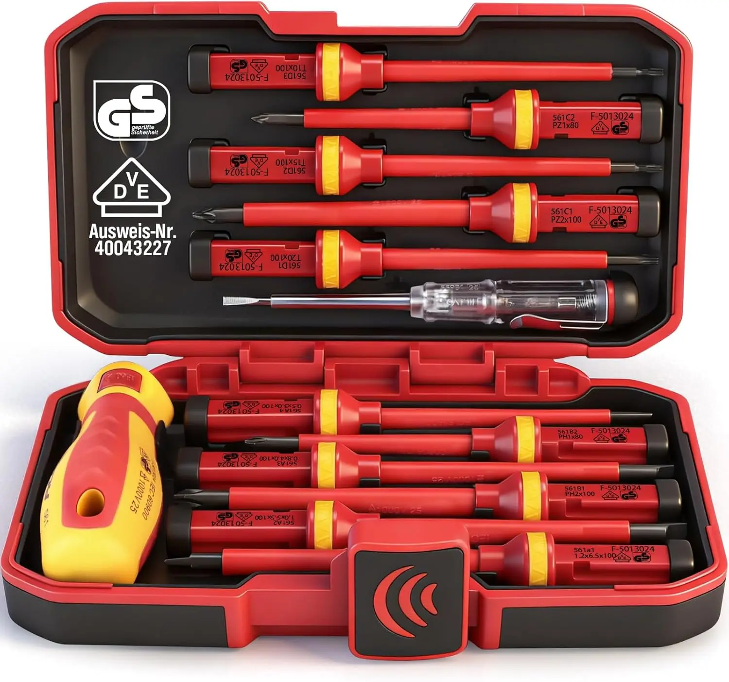 

Набор из 13 изолированных отверток для электриков, магнитные наконечники из стали CRV 1000В, сертифицировано VDE и GS