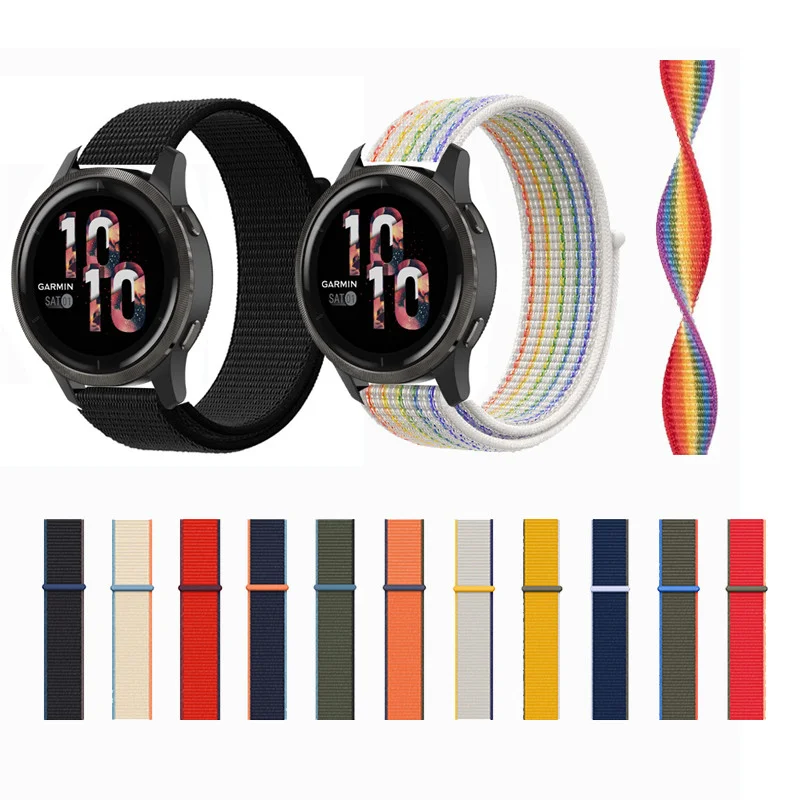 20 22mm Breathable Nylon Strap Band For Garmin Forerunner 570 42 47mm 55 158 245 645 165 255 265 music 970 Strap Correa