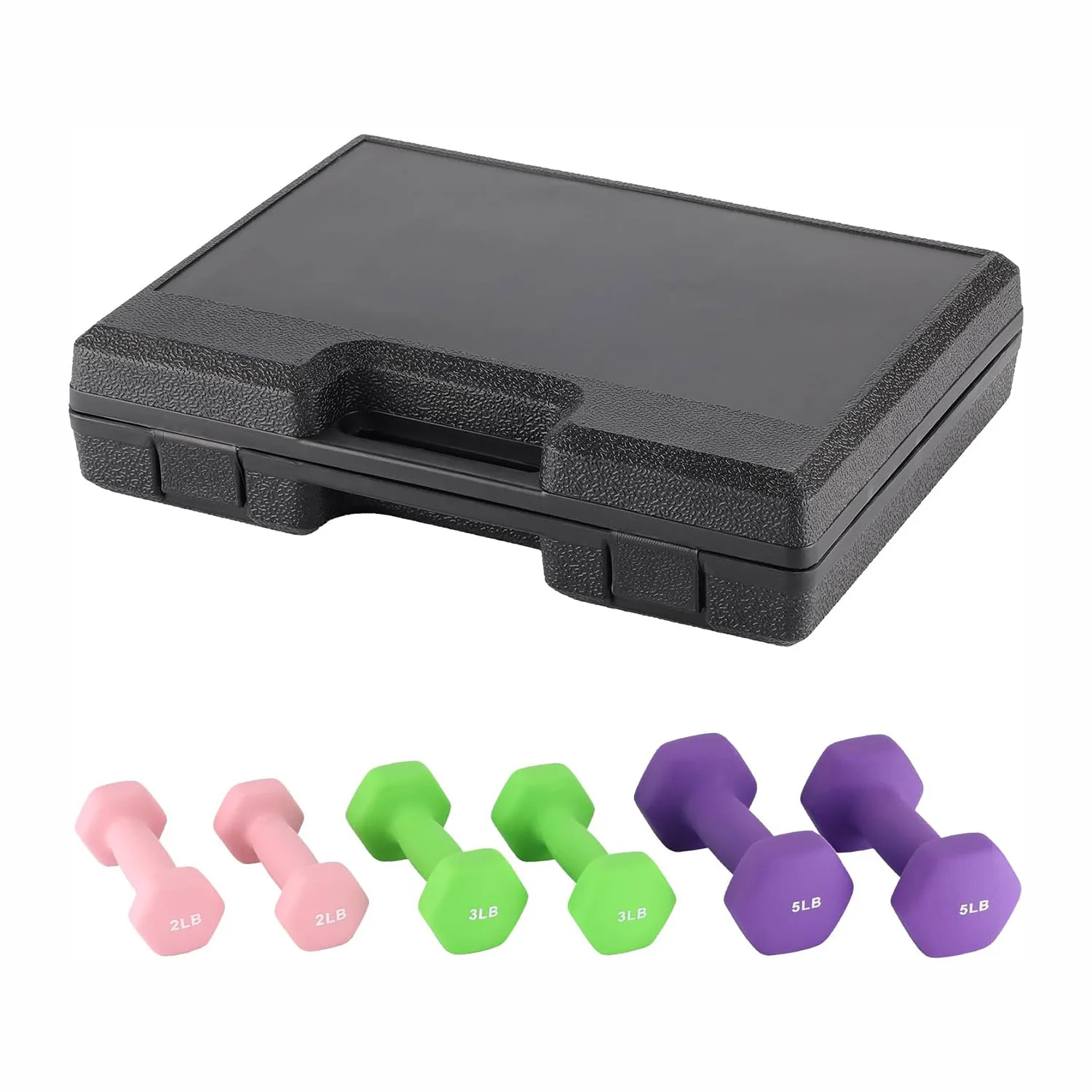 3 Paar Hantelset 2LB 3LB 5LB Rutschfeste Neoprenbeschichtung mit Aufbewahrungsbox Kompakt und Vielseitig für Heimfitness-Workouts