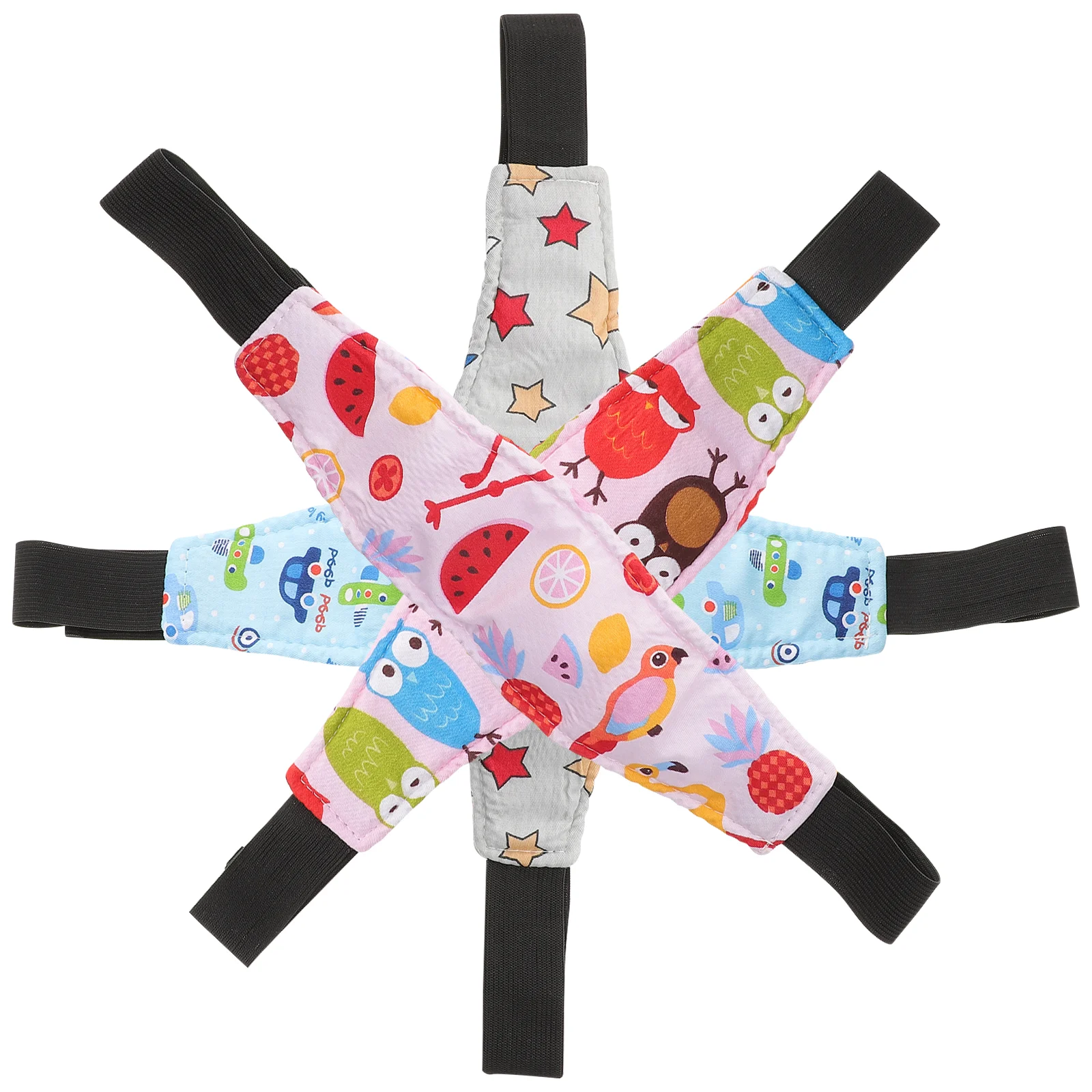 

4 Pcs Safety Strap Stroller Headrest Car Seat Baby Neck Holder Accessories Support Pure Cotton Toddler