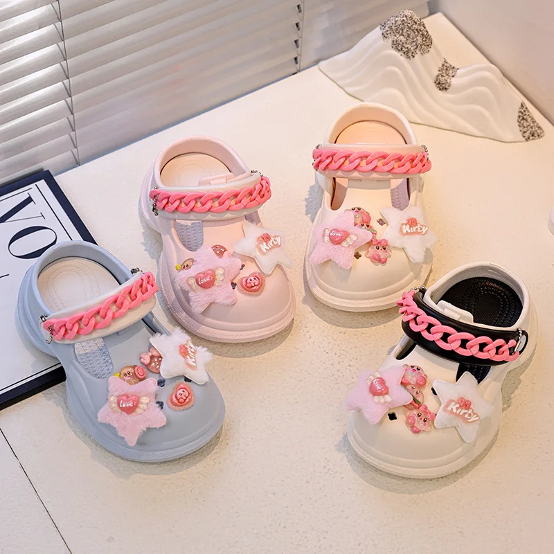 

Лето 2026, сандалии с декором «сделай сам», пляжные сандалии на платформе с закрытым носком, модные тапочки на толстой подошве для малышей и детей