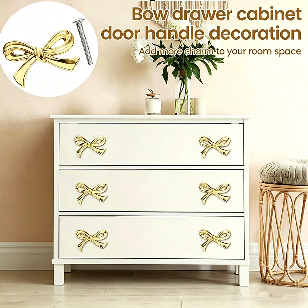 1/2/4Pcs Bow Shape Drawer Knob - Furniture Hardware Gold 评论和价格