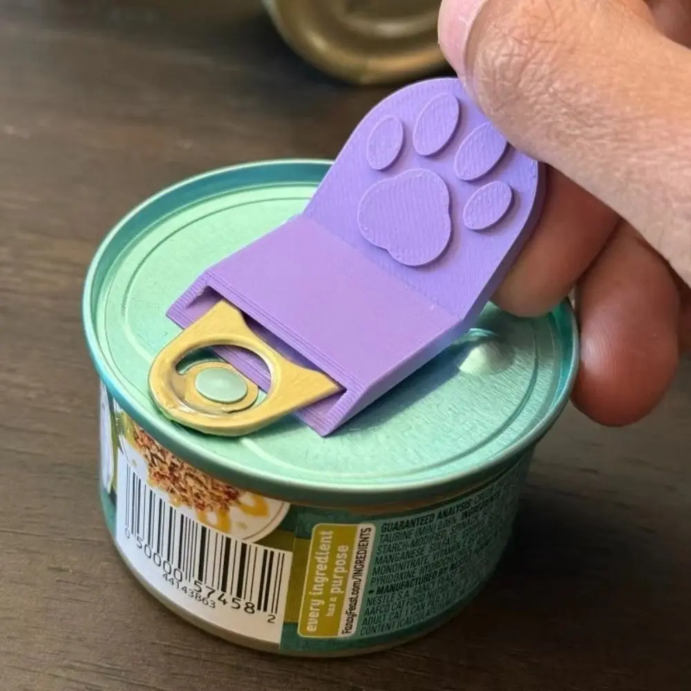 Cute Non-Slip Grip Cat Food Can Opener Easy-Clean Ergonomic Bottle Opener Cat Paw Plastic Canned Food Opener Cat Food Cans
