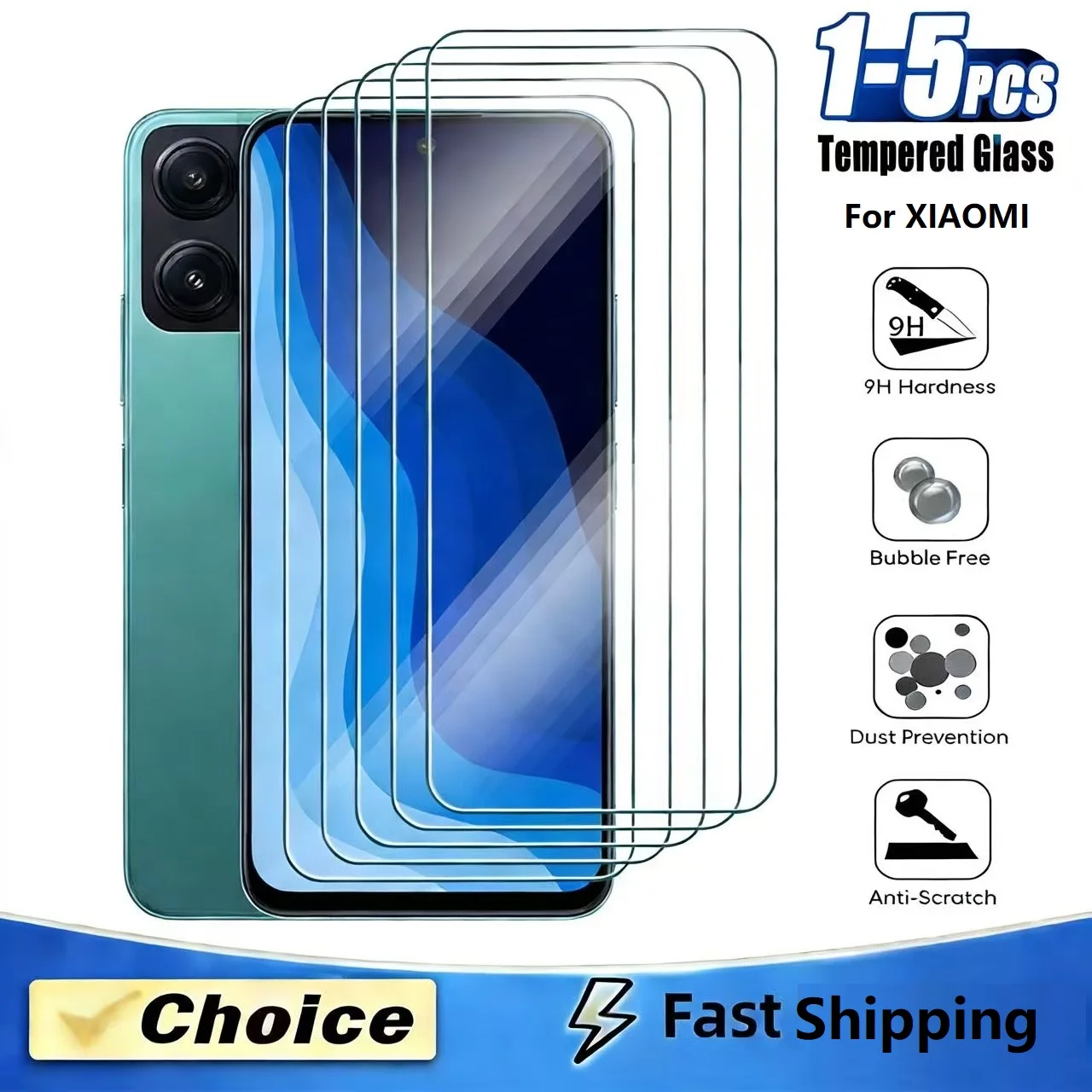 

1-5Pcs Tempered Glass for Xiaomi Redmi 8 9 10 12 13 4G 5G 13R 12c 10c 10x 9c 9A 9T 8A Screen Protector for Redmi 9AT