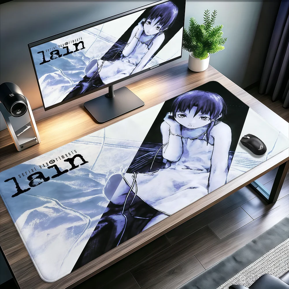 Serial E-Experiments Lain Mouse Pad Large Non-slip Lockedge Desktop Computer Desk Mat Keyboard MousePad Office Gamer Student