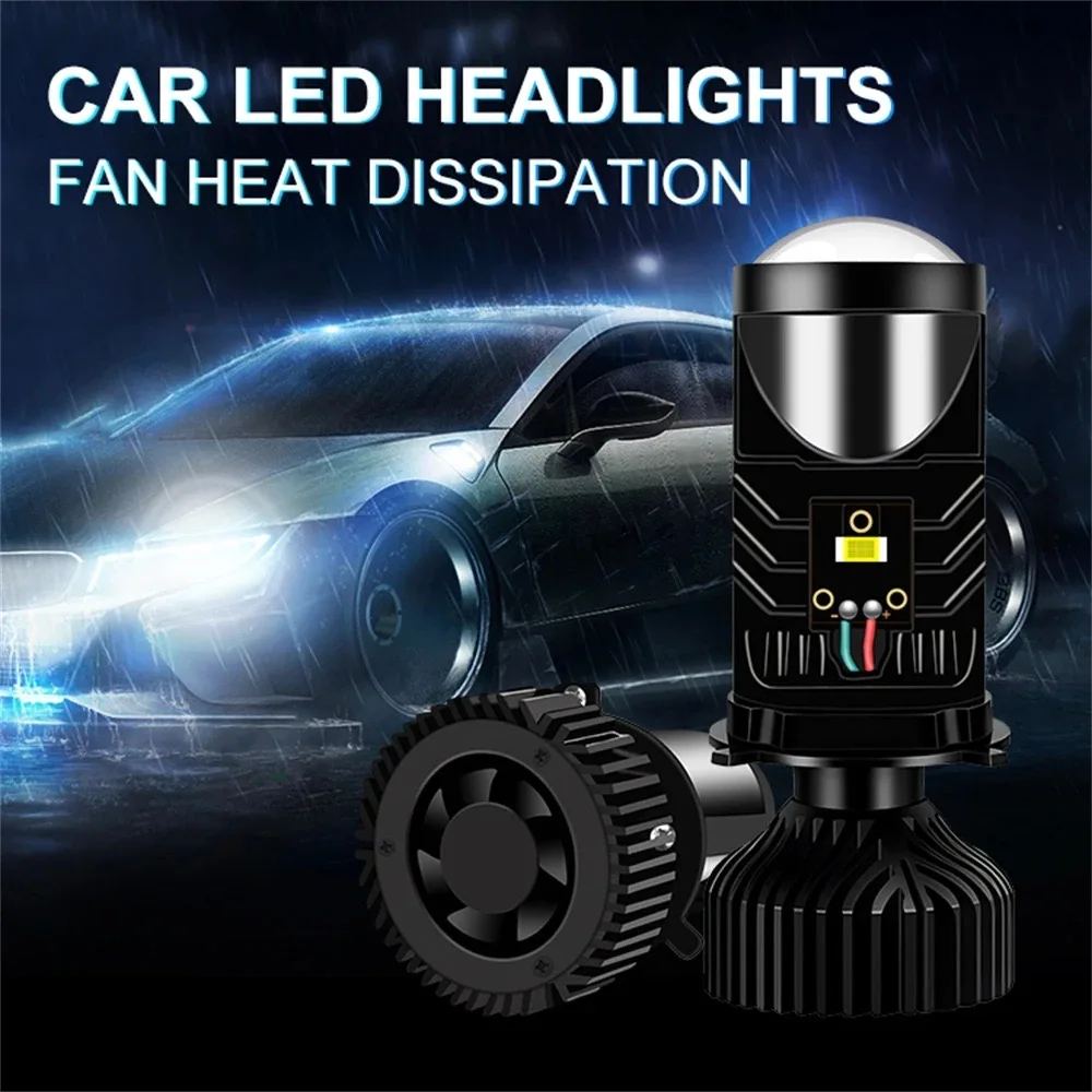 H4 Bi LED Lens Projector Mini Bulb 180W Canbus 180000LM Fanless HeadlightS Car Motorcycle Dual High Low Beam 12V-24V Plug&play