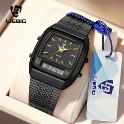 Liebig luxo digital relógios de quartzo para homens mulheres moda ao ar livre dupla exibição tempo esportes semana relógios de pulso à prova dwaterproof água relojes