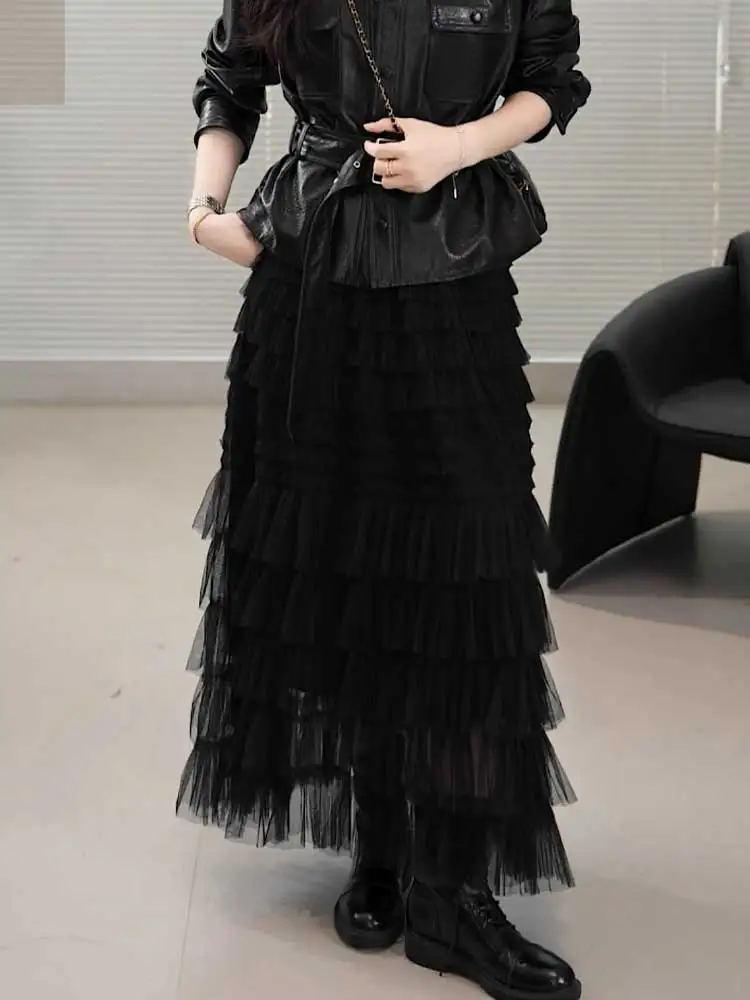 

Ele Cake Skirt f-length Fairy-like Gown for Women Summer New Sle Korean Version High-waist Loose Fit Daily Wear