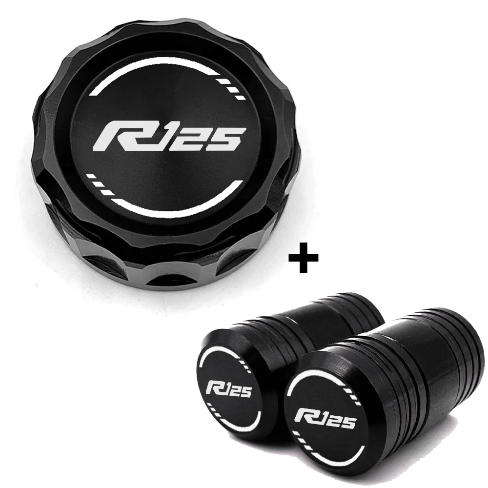For YAMAHA YZFR125 YZF R125 2014-2022 2023 Motorcycle CNC Rear Brake Fluid Reservoir Cap Cylinder cover & Tire valve caps
