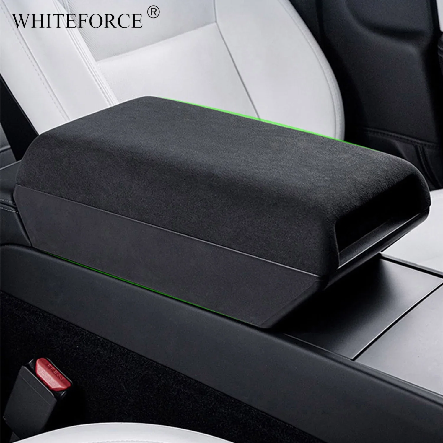 

For Tesla Model Y 2024 Center Armrest Booster Pad Suede Leather Magnetic Storage Box for Model 3 Highland Higher Armrests Box