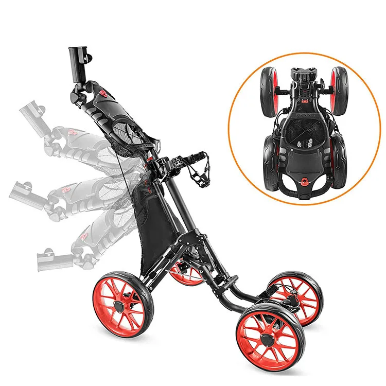 Golf Sports Bag Cart Aluminium Chartered Four-wheeler Multi-function Foldable Trolley Umbrella Stand Kettle Rack Trolley Cart